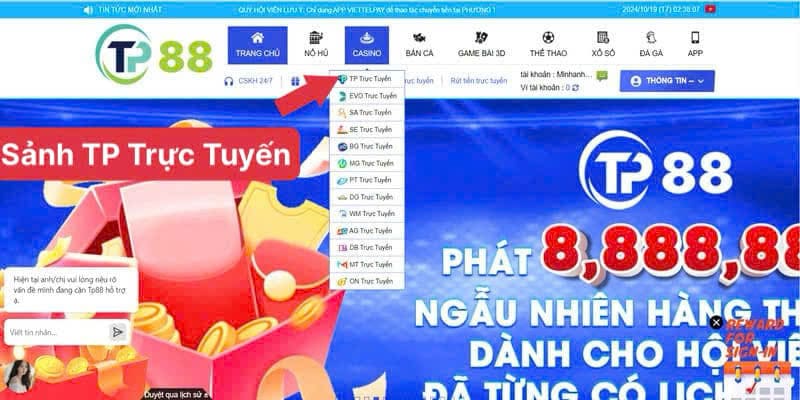 TP Trực Tuyến - Sảnh đối tác đình đám tại Casino TP88